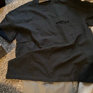 Essential black tshirt and oatmeal gray hoodie